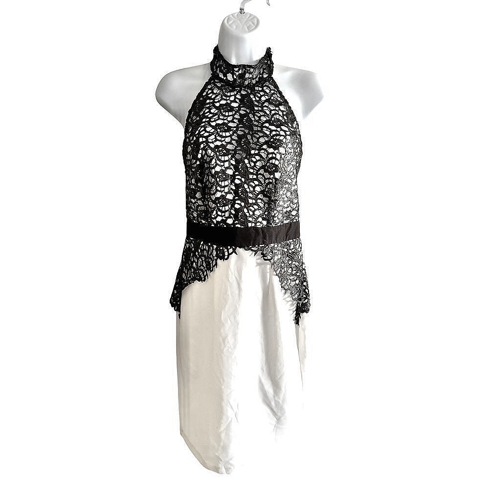 Kardashian Kollection Halter Dress Women 6 Black New Lipsy Lace Formal Prom